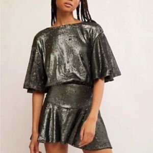 Free People Manuka Sequin Mini Dress Holiday Glam - Medium